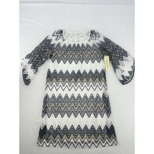 Tacera Women's Multicolor  Knit Bell Sleeve Long Sleeve Midi Dress Size Small